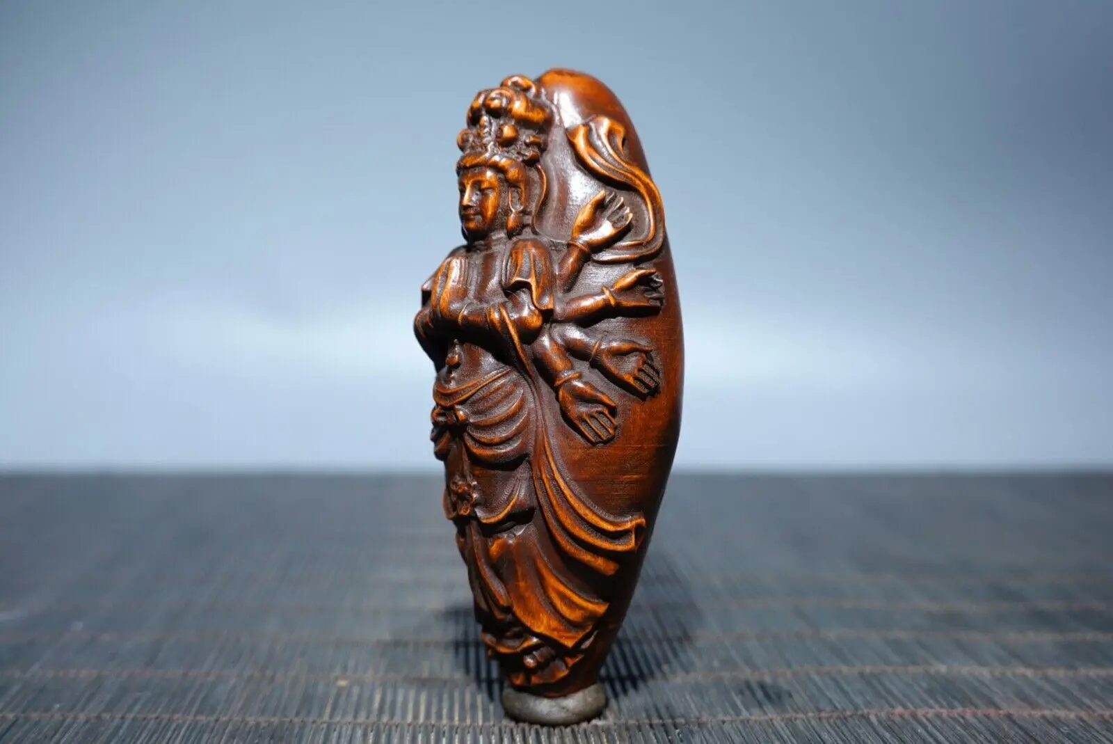 Chinese Vintage Boxwood Carved Exquisite Kwan-yin Statue Decor Figurines Art