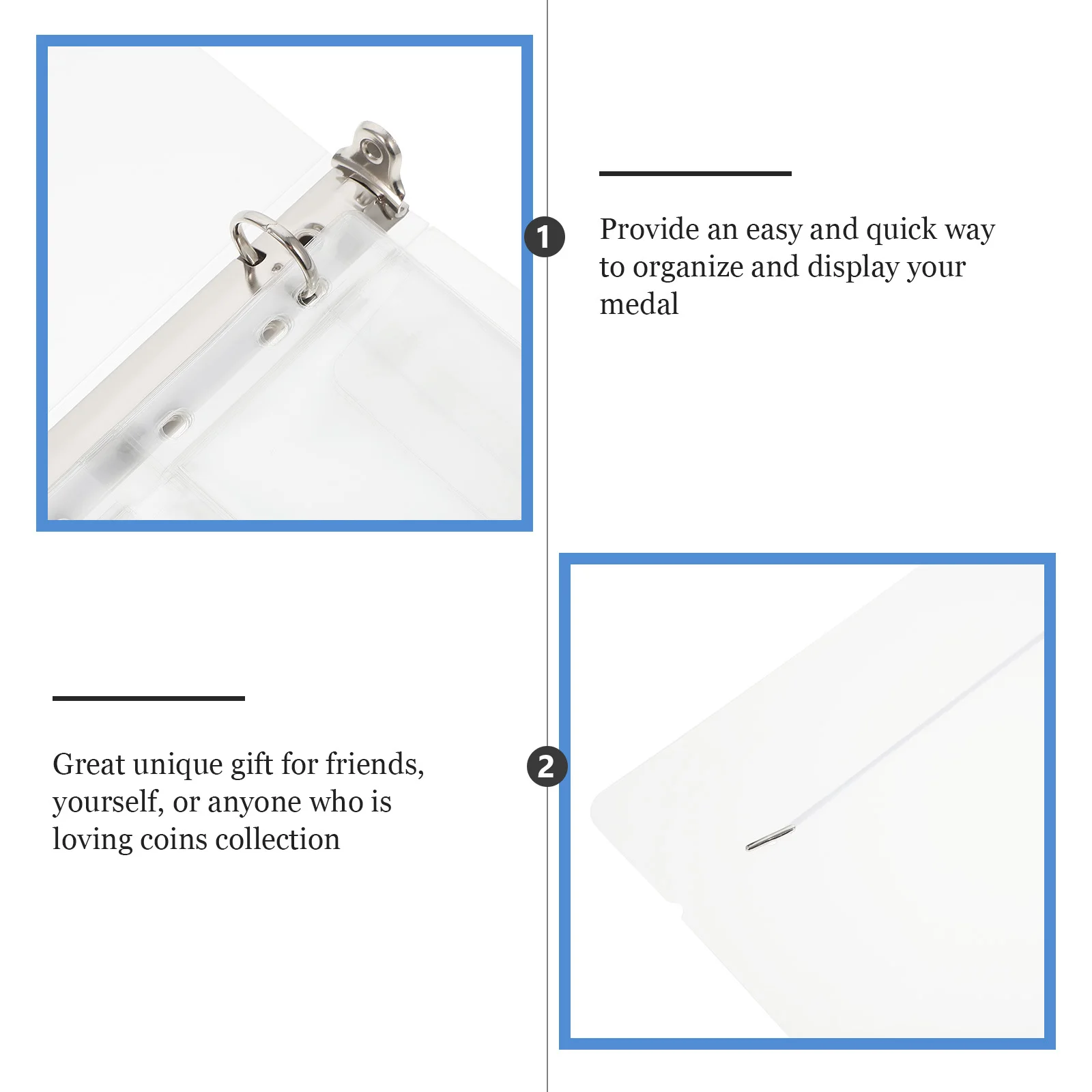 

Badge Collection Storage Holder Book Durable PVC Transparent Medal Display Case for Coins Pins Badge Storage Pocket