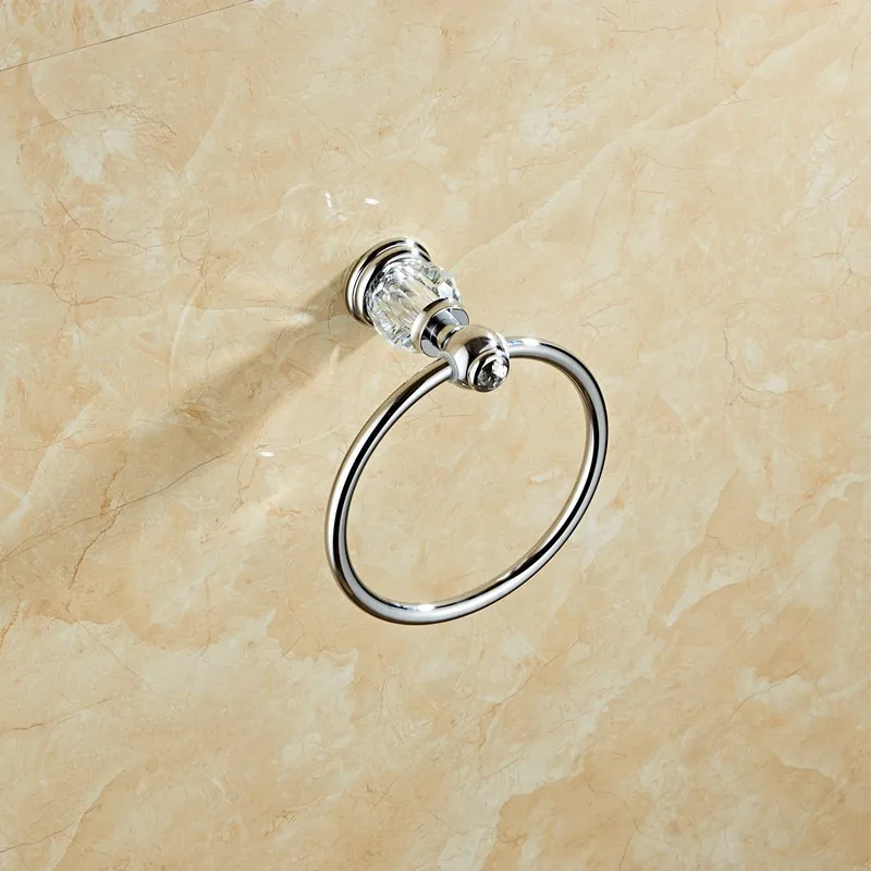 Modern Light Luxury Towel Ring with Diamond Inlay, Golden Round Textured Golden Towel Rack, Bathroom Hanging Accessory.