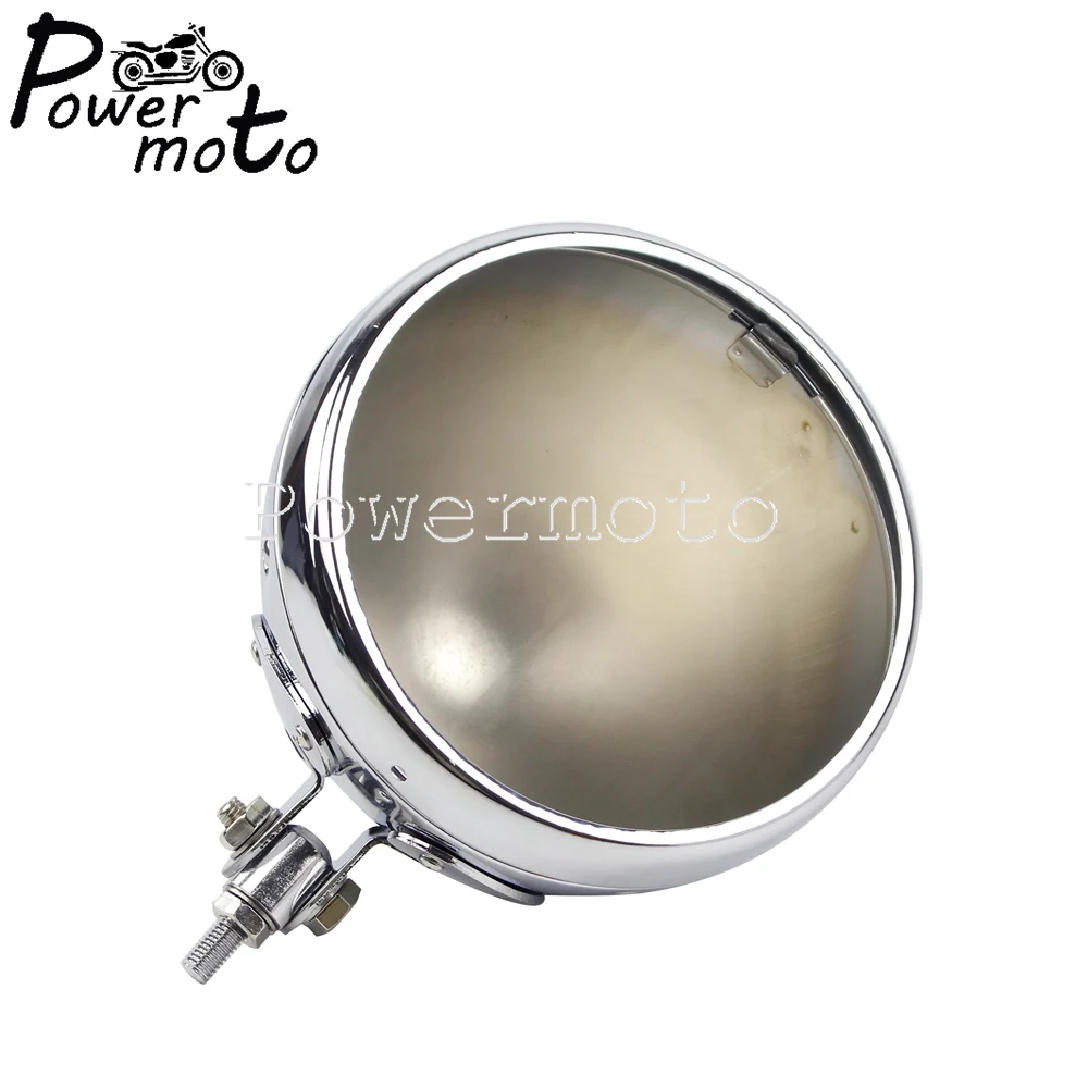 Chrome Universal 7 inch Bottom Mount Headlight Housing Shell For Harley Sportster Dyna Custom Headlamp Light Bulb Bucket Cover