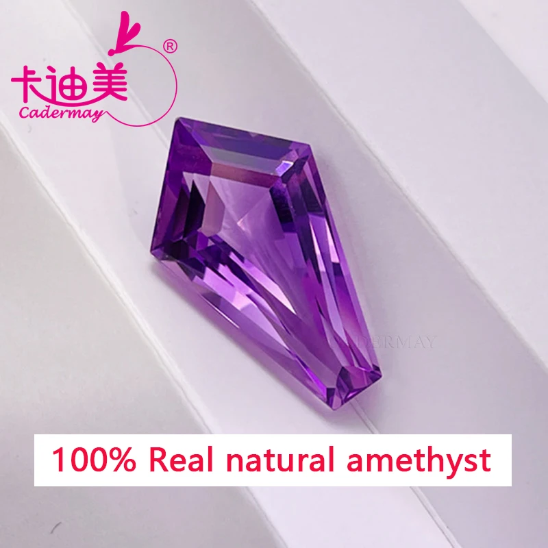 

CADERMAY Kite Shape 24.15CT 100% Natural Amethyst Loose Stone With GRC Certificate Beads For Jewelry Making