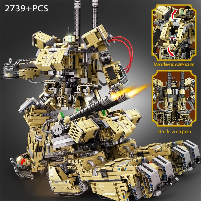 Mammoth Tank Giant Cannon Robot Small Particle Assembly Building Blocks Boy Puzzle High Difficulty Toy Armor