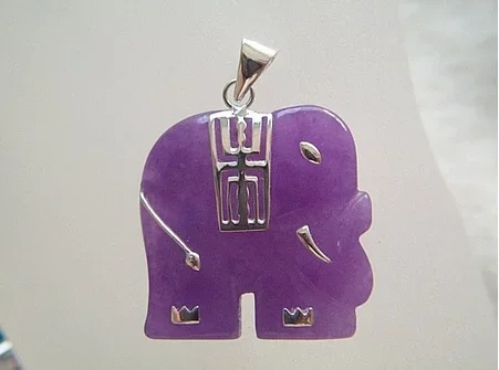 

Lovely Lavender Jade Elephant Necklace Pendant