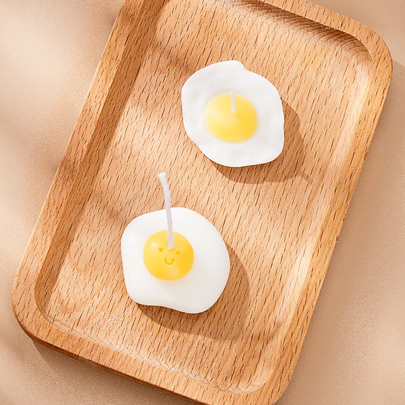 1pc Fried Eggs Shaped Handmade Scented Candle Home Aromatherapy Ornaments Birthday Girl's Hand Gift Party Home Decoration