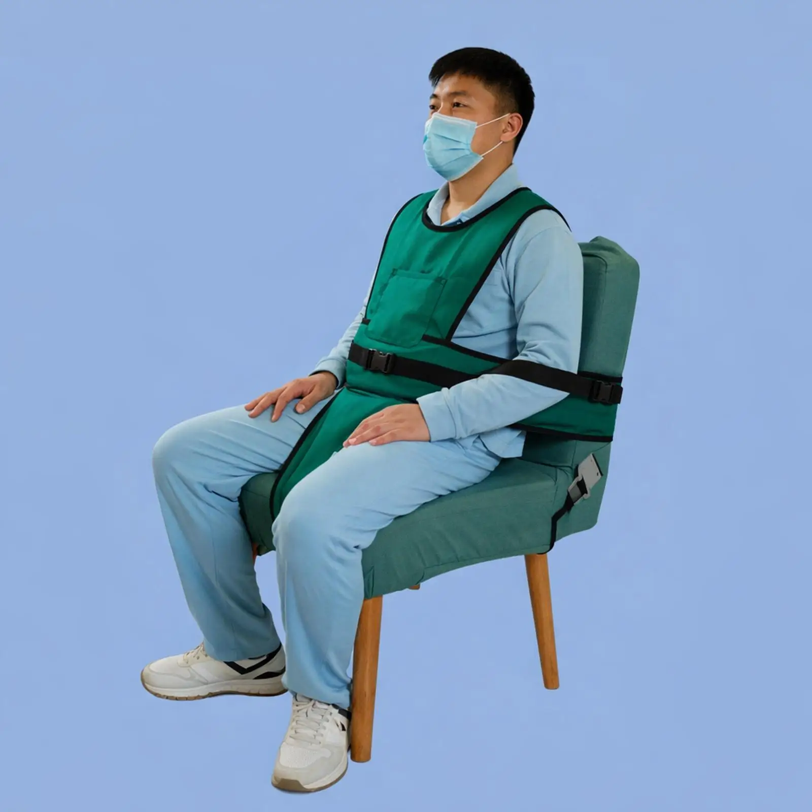 

Soft Synthetic Fiber Harness Straps Adjustable Chest Lap Seat Belt Secure Vest with Pocket for Patient Safety