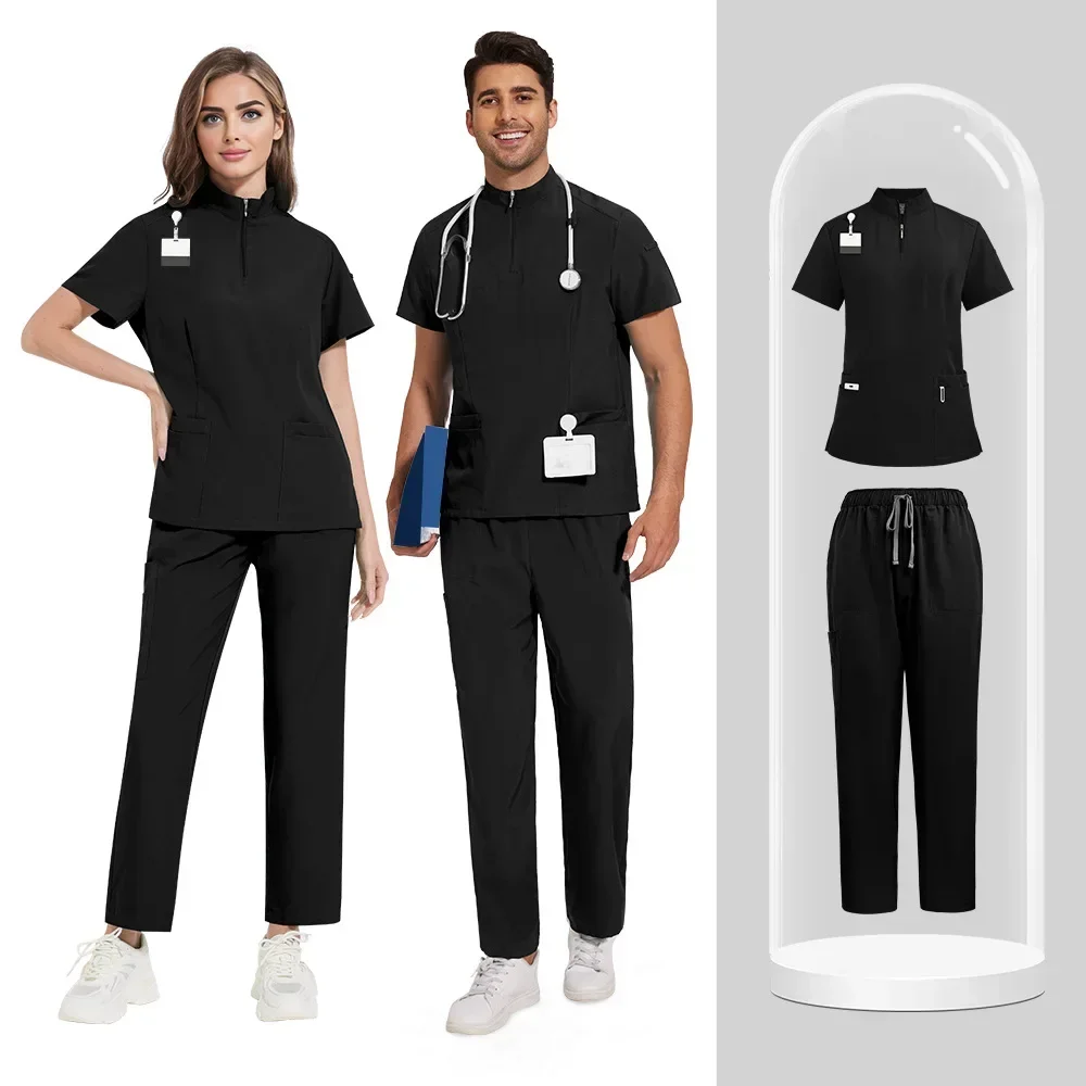 Slim Fit Medical Uniforms Surgical Suits Women Men Scrubs Sets Tops Pant Dental Clinic Beauty Salon Spa Lab Workwear Clothes