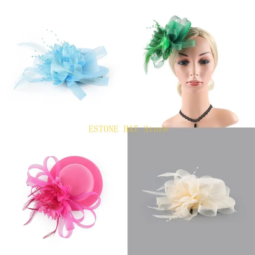 

49MF Easy-to-Wear Bridal Top Hat Hair Accessory For Wedding Ceremonies Race Day Parties