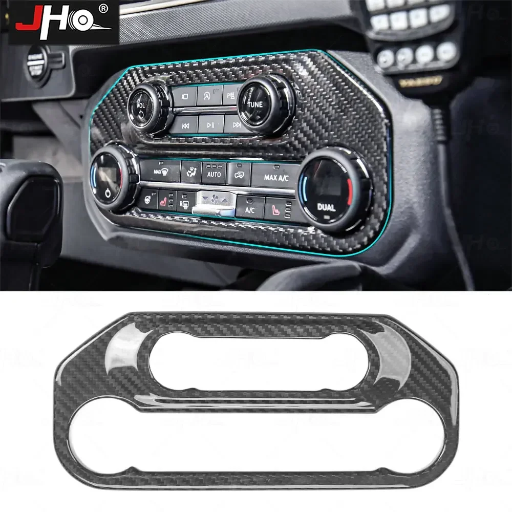 JHO Real Carbon Fiber Center Air Conditioning Switch Button Panel Cover for Ford Bronco 2022 2023 Car Interior Accessories