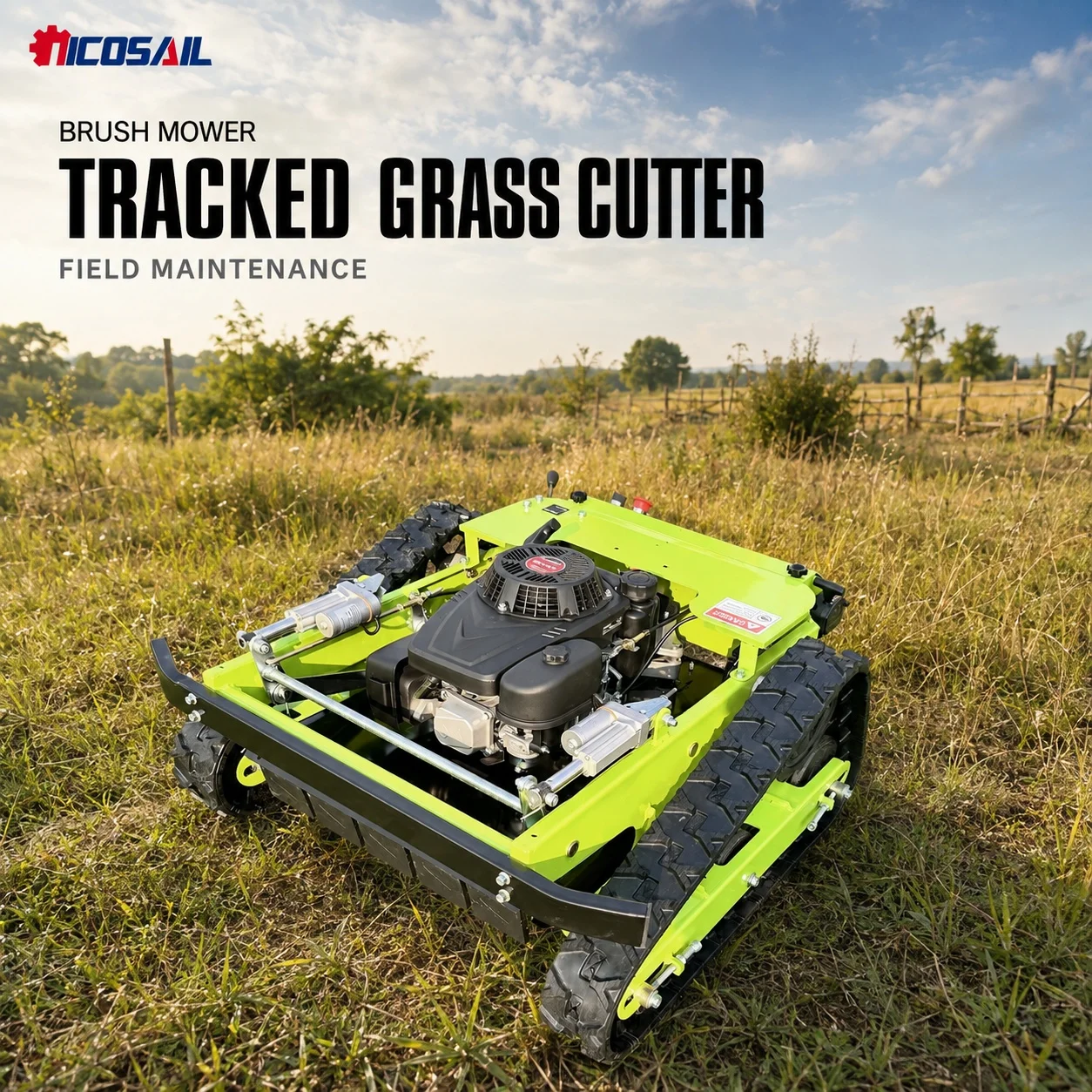 Compact Remote Control Lawn Mower Electric Tracked Grass Cutter for Landscaping Garden and Property Maintenance