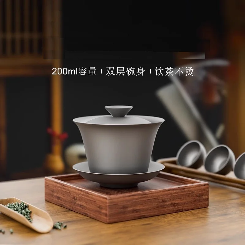 

Наружный титановый чайный горшок Gongfu Gaiwan, портативный чайный горшок для кемпинга, чашка 200 мл, 50 м