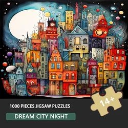 70cm*50cm 1000pcs Dream City Night Puzzle 27.56x19.69inch High Difficulty Puzzle for Adults, Office and Home Wall Decor