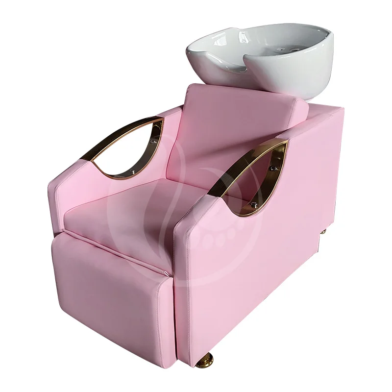 

Hairdressing Equipment Cheap Hair Washing Reclining Shampoo Barber Station pink Shampoo Chair