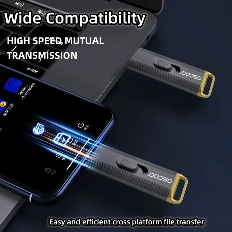 OSCOO 20Gbps High Speed USB Flash Drive Type C 3.2 Gen2*2  C Pull Button Pendrive 512gb 1TB Memory Disk  Stick Memory