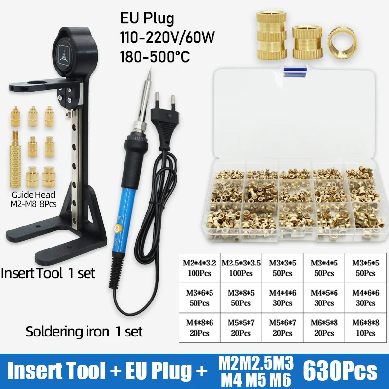 Wärmesatz-Einst eck werkzeug m2 m3 m4 m5 m6 m8 Messing gewinde einsatz mutter Lötkolbens pitze Kupfer-Embedded-Kit für den 3D-Kunststoffdruck – Detail 12