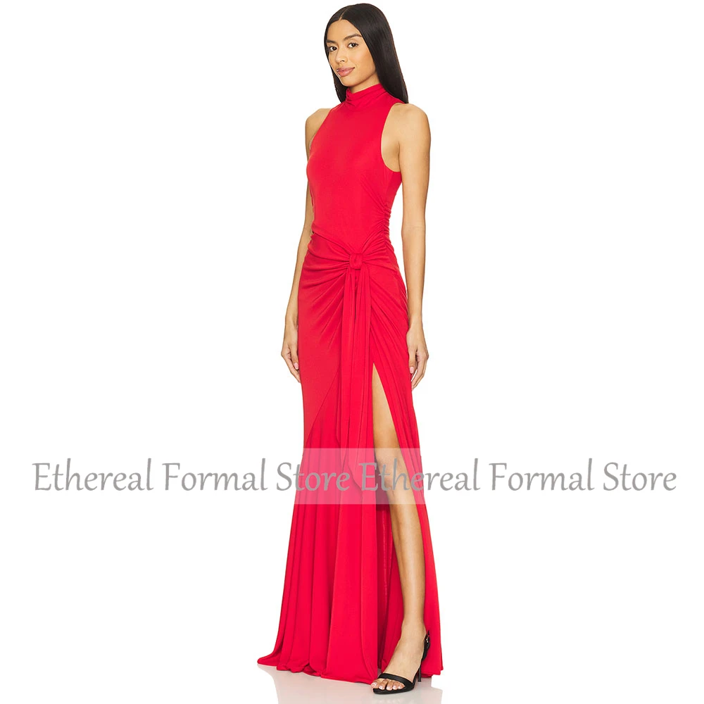 Modern Red Evening Dress For Wedding  Mermaid Slit Women's Evening Gown  Sleeveless Floor Length Long Simple Formal Dresses2025