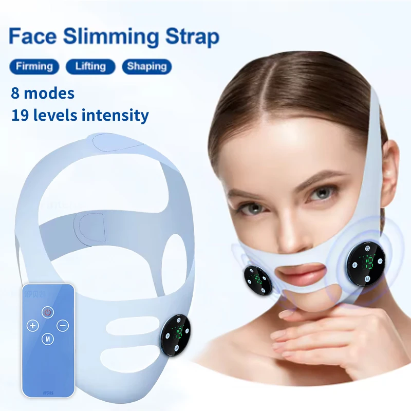 EMS Facial Lifting Device - Dubbele kinverkleiner en V-lijn Shaper voor gezichtsversteviging Schoonheid Massager V Line Lift Belt Huidverzorgingstool
