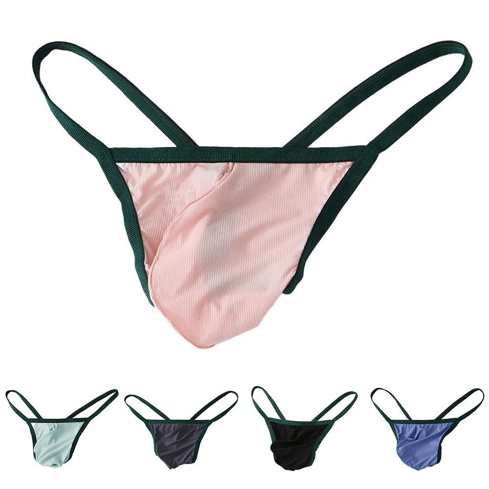 

Men Sexy Thong G-Strings Pouch Breathable Traceless Underpants Sissy Gay Underwear Ice Silk Jockstrap