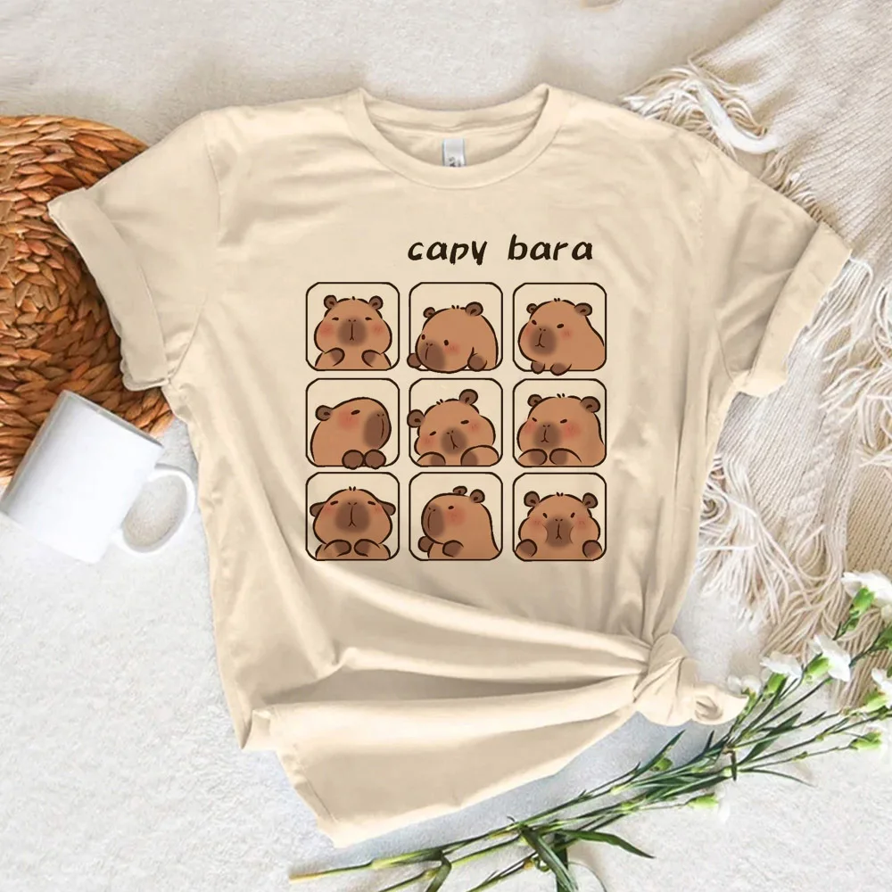 Capybara tshirt women Y2K tshirt female 2000s comic manga clothes