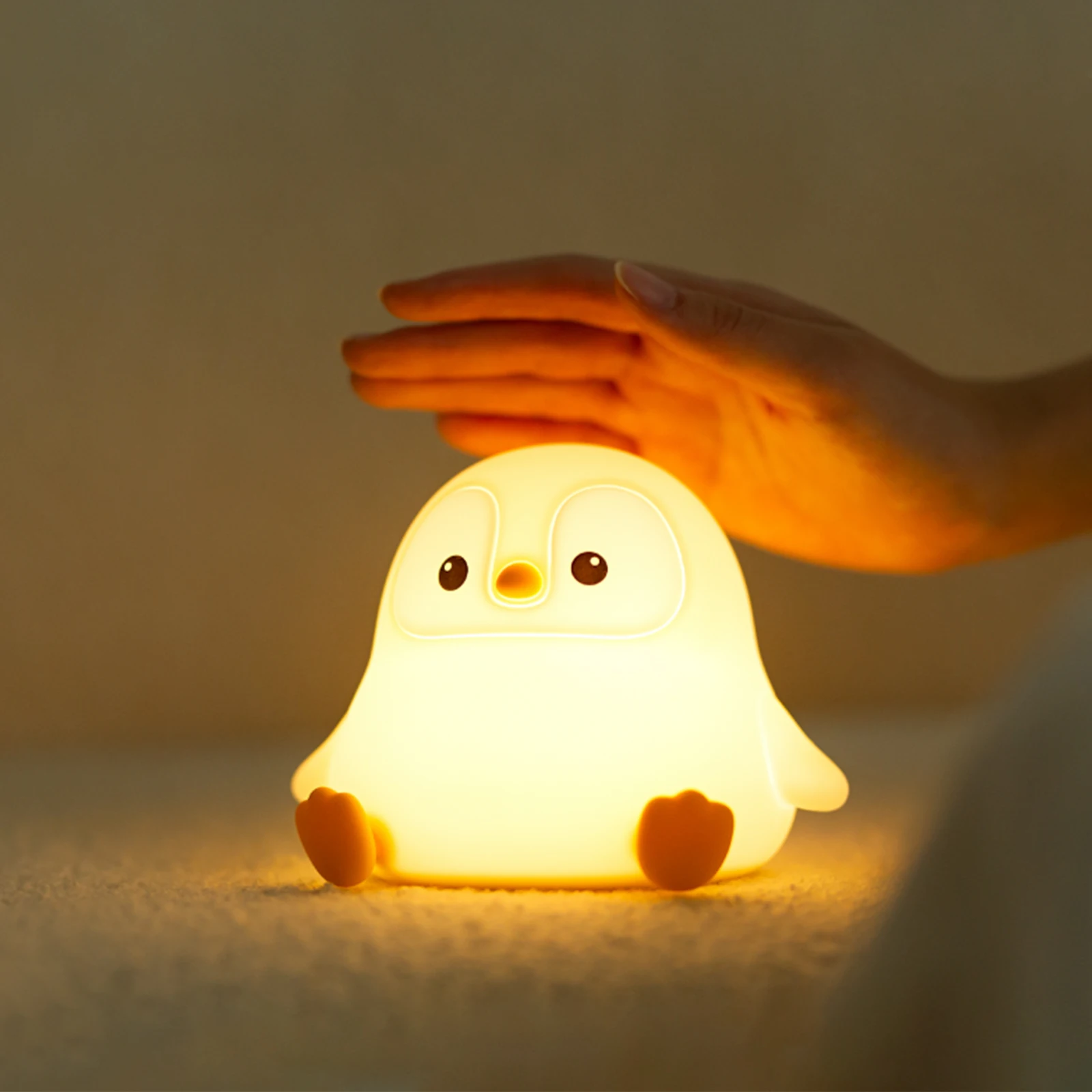 Śliczny PenguinBaby lampka nocna dla dzieci sypialnia akumulatorowa zwierzęca silikonowa lampka nocna do pokoju dziecięcego sterowanie dotykowe lampka nocna na prezent dla dziecka