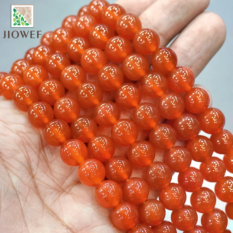 

Natural Agates Beads Smooth Red Carnelian Agates Round Spacer Beads DIY Bracelet for Jewelry Making 15" Strand 4 6 8 10 12 14MM