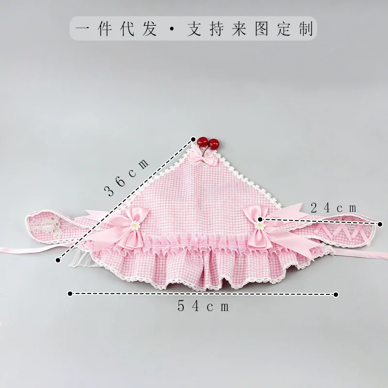 Sweet Cute Lace Headband Handcrafted Checkered LOLITA Rabbit Ears BNT Bonet Red Pink Purple Headwear hat Maid Cosplay Headpiece