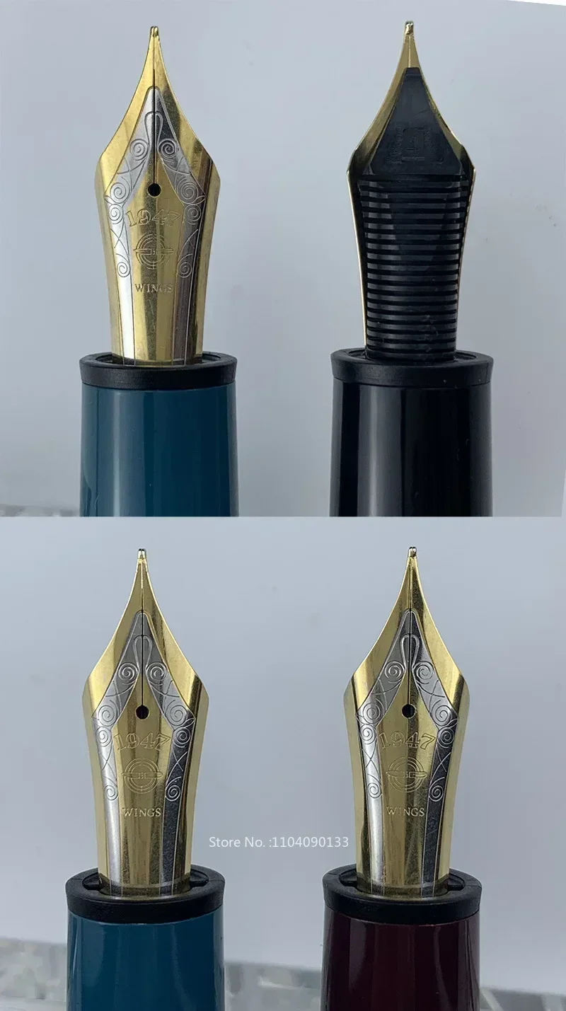 Imagem -05 - Wingsung Junlai 630 Pistão Suave Enchimento Caneta Tinteiro Plana Resina No.8 Nib com Clipe Dourado Escrita Suave Escritório Nova Caneta