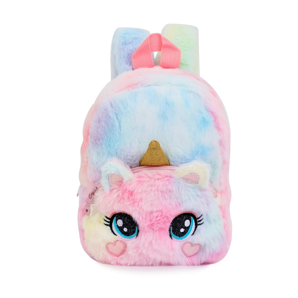 Mochila De felpa de unicornio de ojos grandes para niños, juguetes de felpa suave, Mochila de dibujos animados para guardería, bolsa para niña