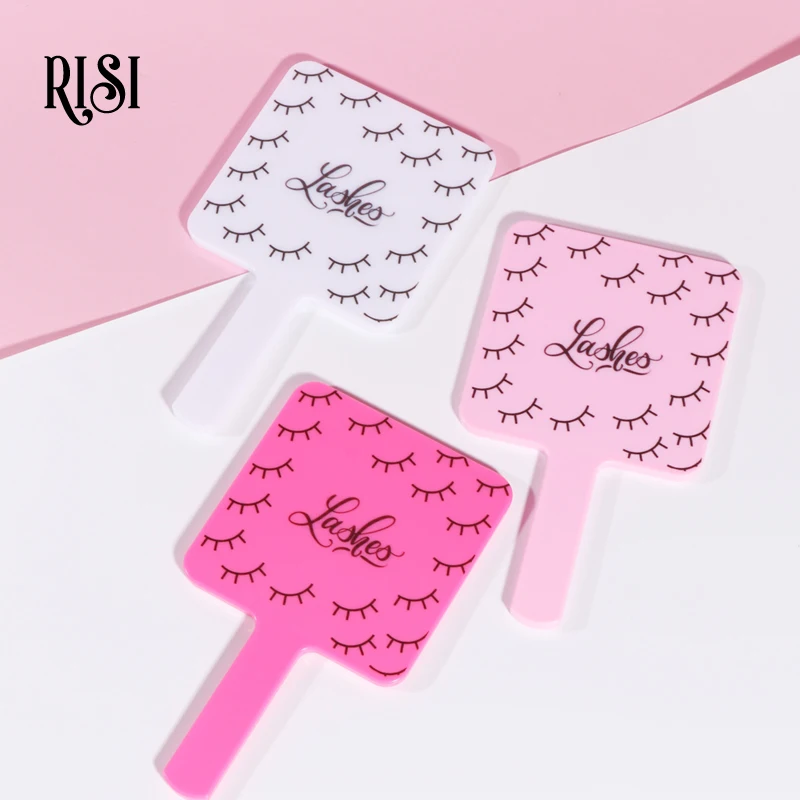 Free Hand Mini Mirror SPA Salon Compact Mirror Makeup Mirror For Eyelash Extension Square Handheld Cosmetic Mirror With Handle