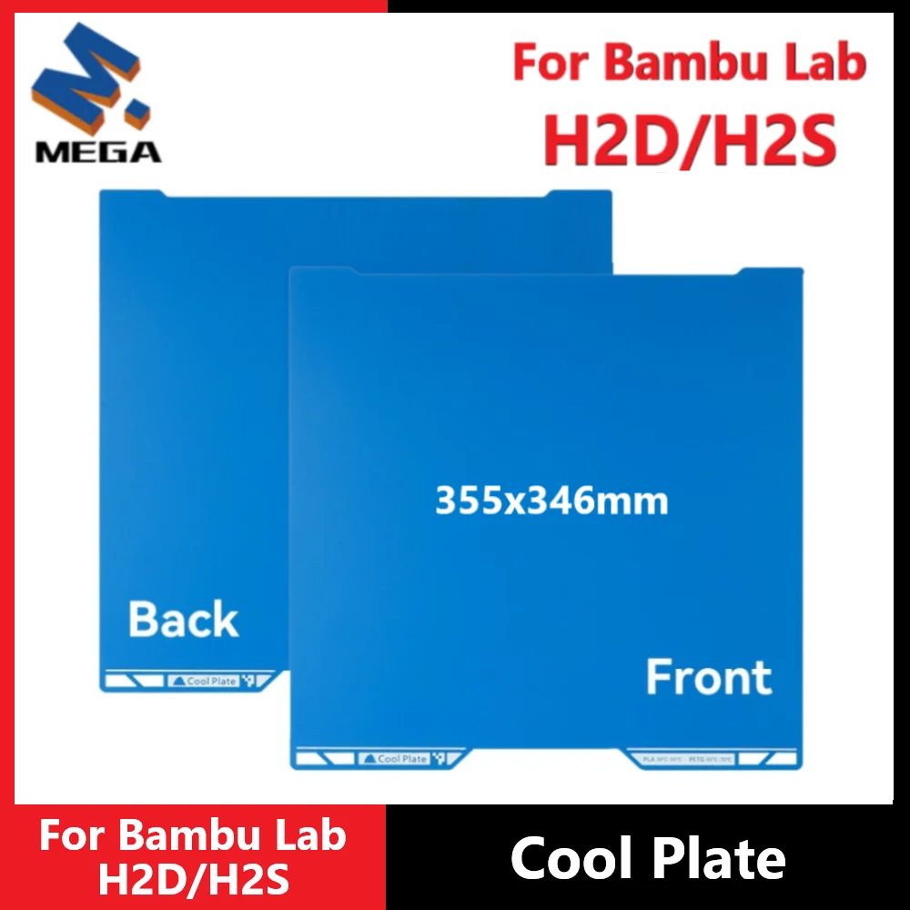 

For Bambu Lab H2D/H2S Build Plate Cool Plate 355x346mm Spring Steel Plate Double-Sided For bambulab h2d 3D Printer Heatbed