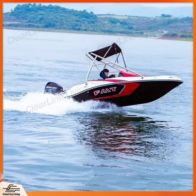 4 Seat Fiberglass Speedboat Small Yacht With Outboard Engine Red White Custom Color CE Certified Power Boat For Sale