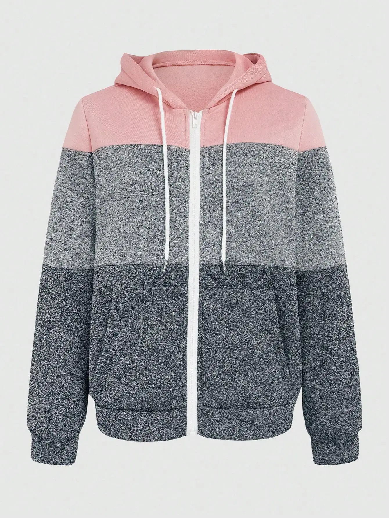 

Женская толстовка на молнии с цветными вставками и карманом-кенгуру, повседневный осенний топ для многослойных образов