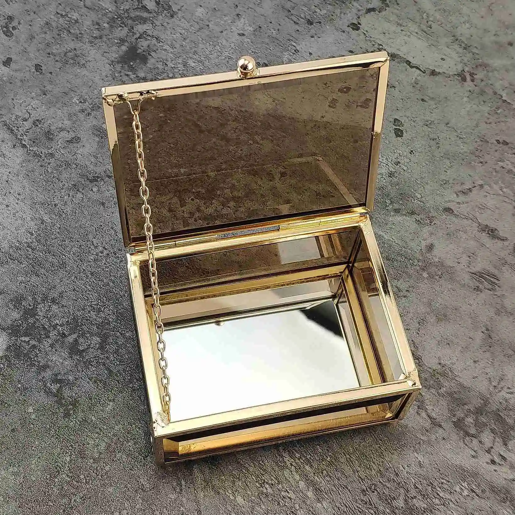 Glass Jewelry Box Vintage Clear Glass Holder Jewelry Storage Organizer for Dressing Table Decoration Storage Jewelry Box