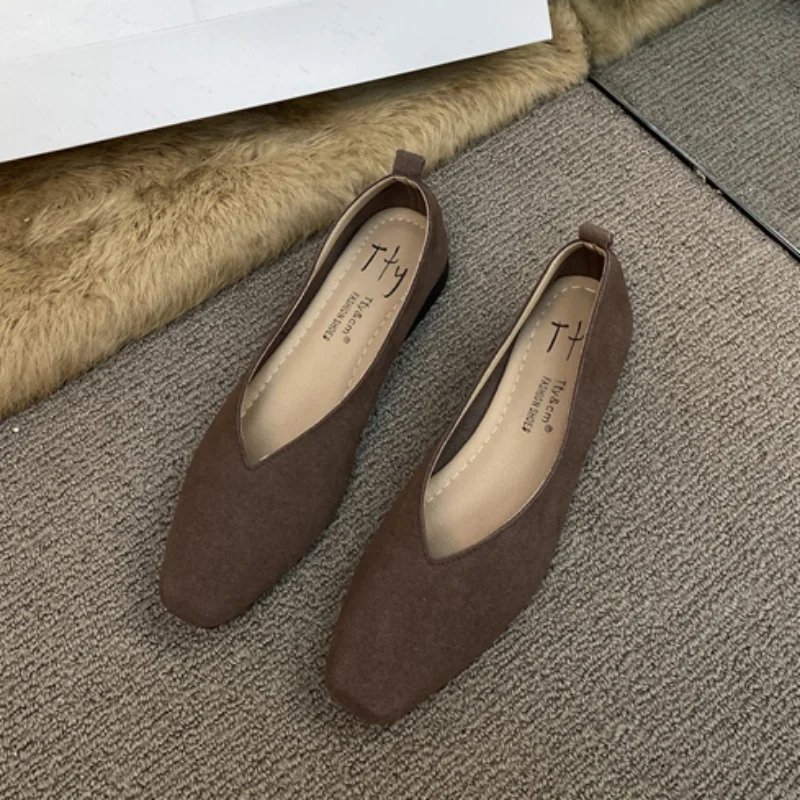 Bailamos-Ballerines Carrées Rouges et Souples pour Femme, Chaussures de Soirée Décontractées, Vintage