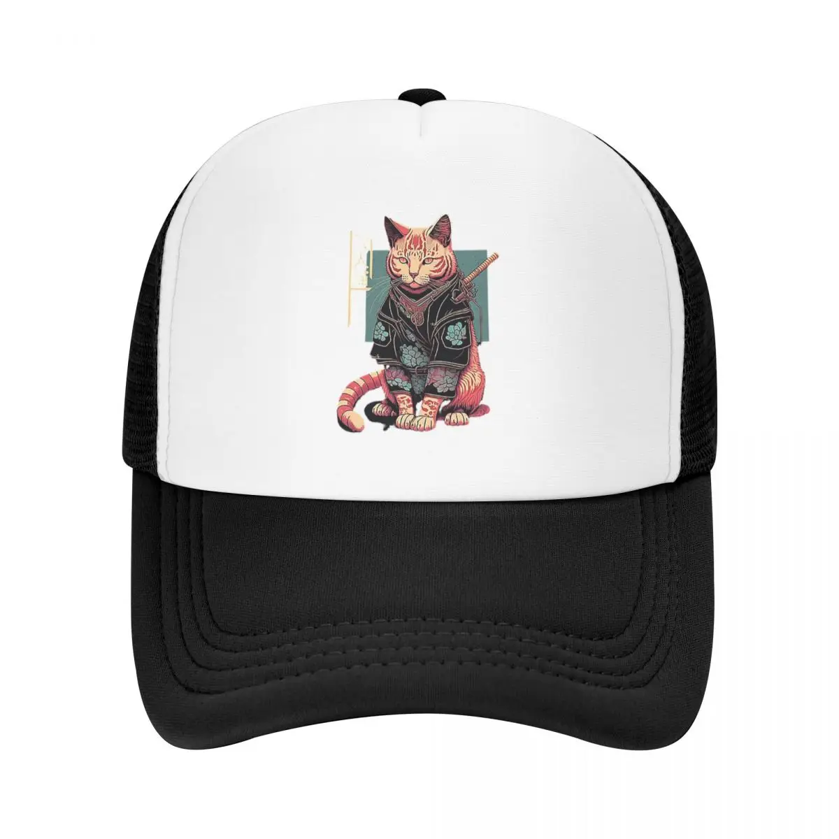 Cats Anime Samurai Sword Cap Fashion Casual Mesh Baseball Caps Adjustable Hat Hip Hop Summer Unisex Baseball Hats Polychromatic