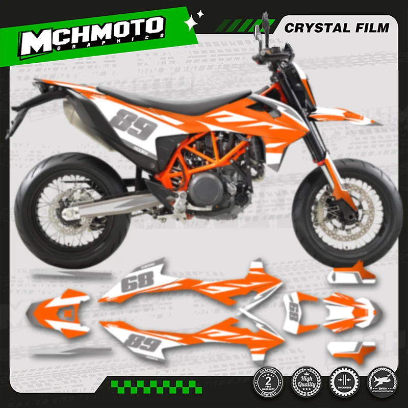 

MCHMFG Motorcycle Graphics Background Decals Stickers Kits For KTM SMC-R 690 2019 2020 2021 Enduro Number Name Custom