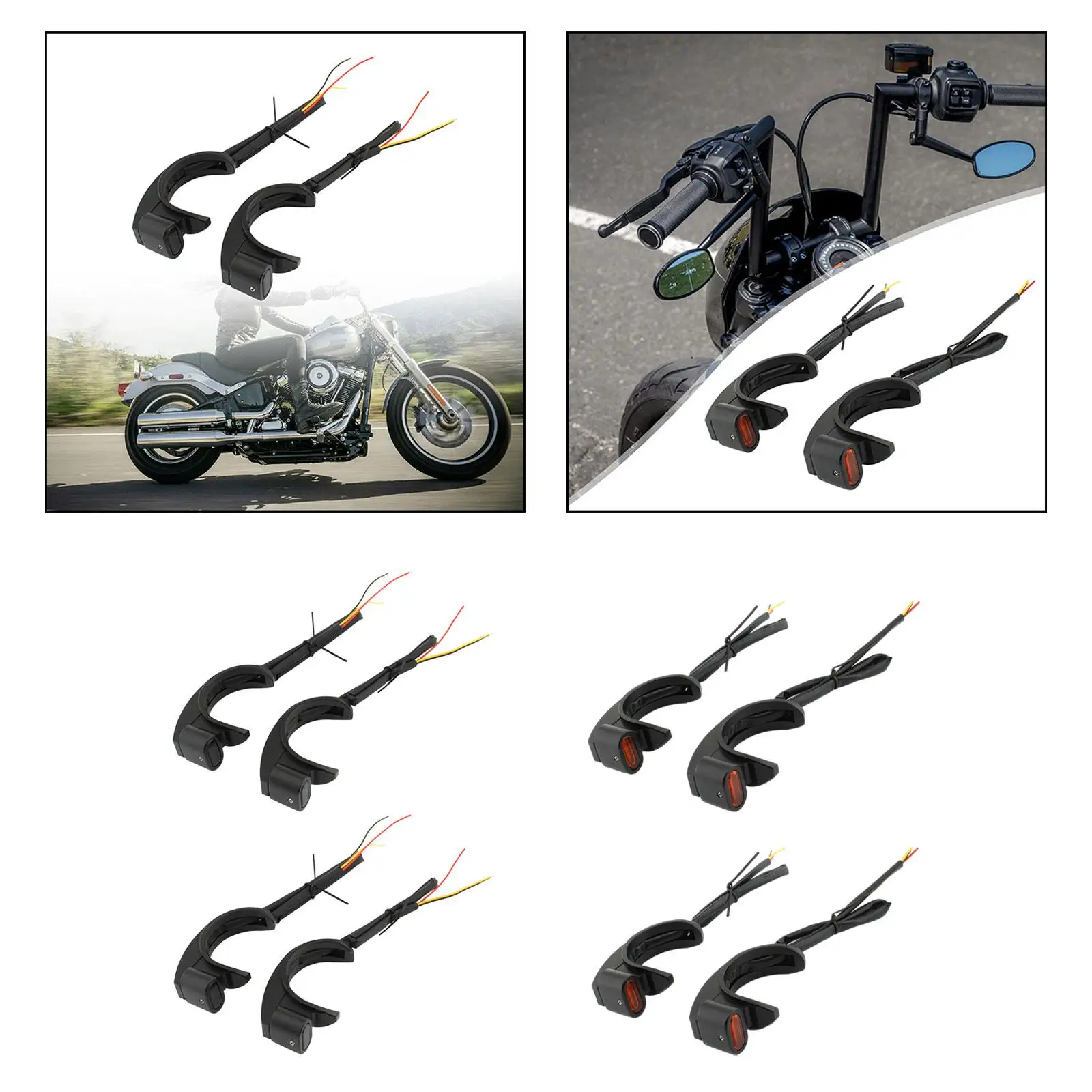 

Motorcycle Front Fork Mounted LED Turn Signal Lights Aluminum Alloy Side Marker Replacement Lamps for Motorbike Modification
