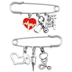 Backpack Pendant, Trousers Waist, Pin Accessories, Heart Shaped Nurse Cap, Syringe, Stethoscope, Doctor, Nurse, Brooch