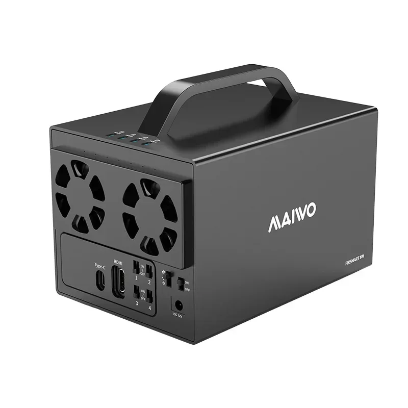 

4 Bays Mini Aluminum 3.5" SATA HDD SSD Hard Disk Drive Cabinet Enclosure With Handle Computer Hardware