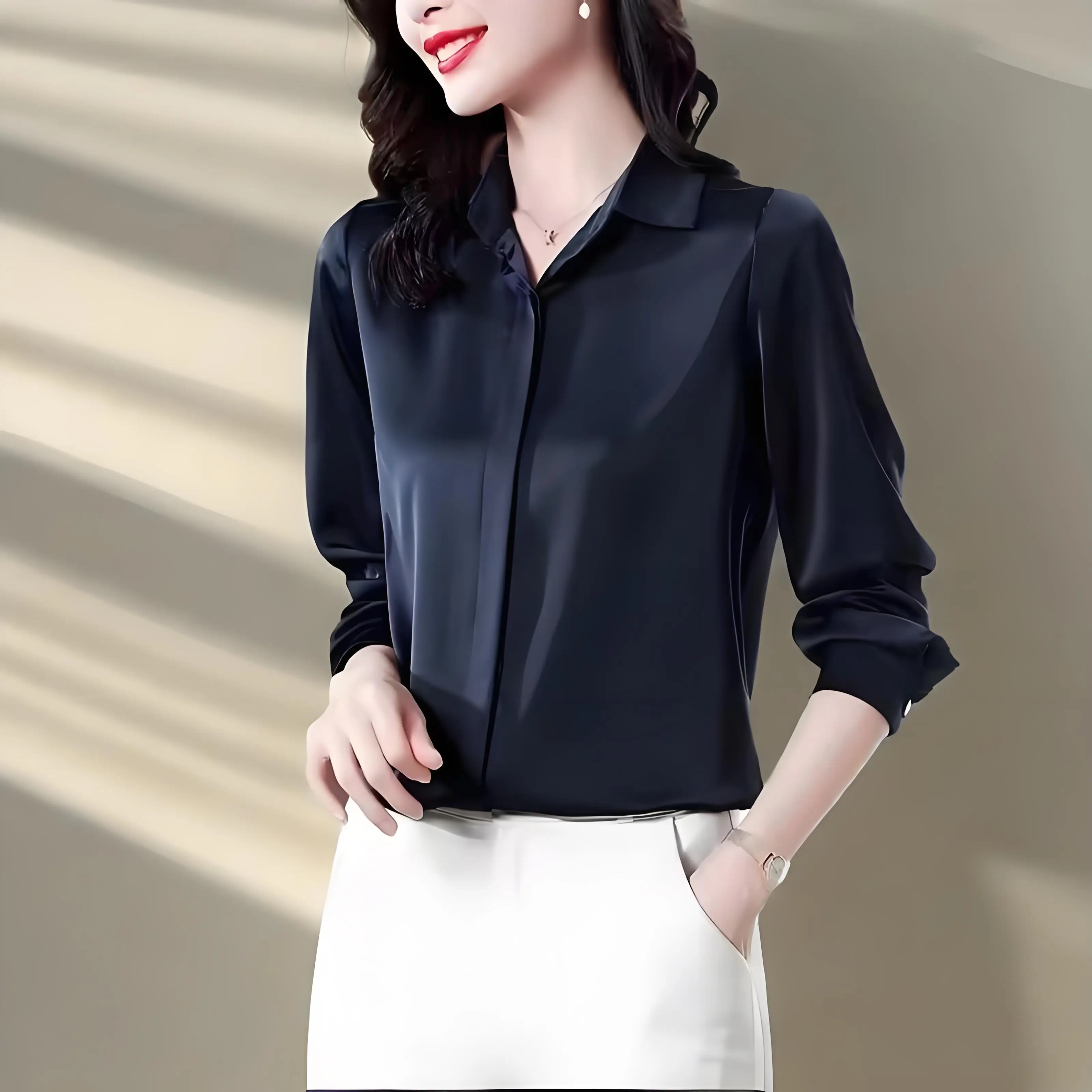 

Классическая атласная блузка разных цветов и стилей для женщин. Универсальный винтажный топ для офиса и повседневного использования. Винтажные рубашки широкого выбора.