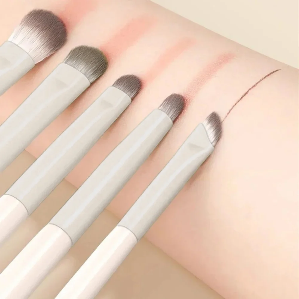 5/6/8/10Pcs White Eye Makeup Brushes Set Ultra‑Soft Porcelain Cloud Bristles Detail Eyeshadow Blending Eyeliner Brow Makeup Kit