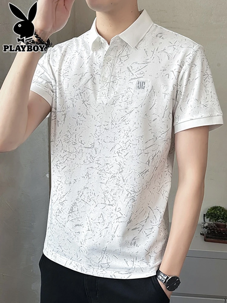 

Мужская летняя повседневная футболка с вышивкой, свободного кроя, из смесового хлопка и полиэстера, молодежная мода