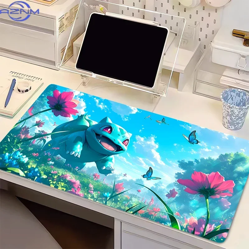 Natural Rubber Mouse Pad Pokemon Bulbasaur Anime Carpe XXL PC Game Computer Mausepad Varmilo Keyboard Gaming Extended Desk Mat