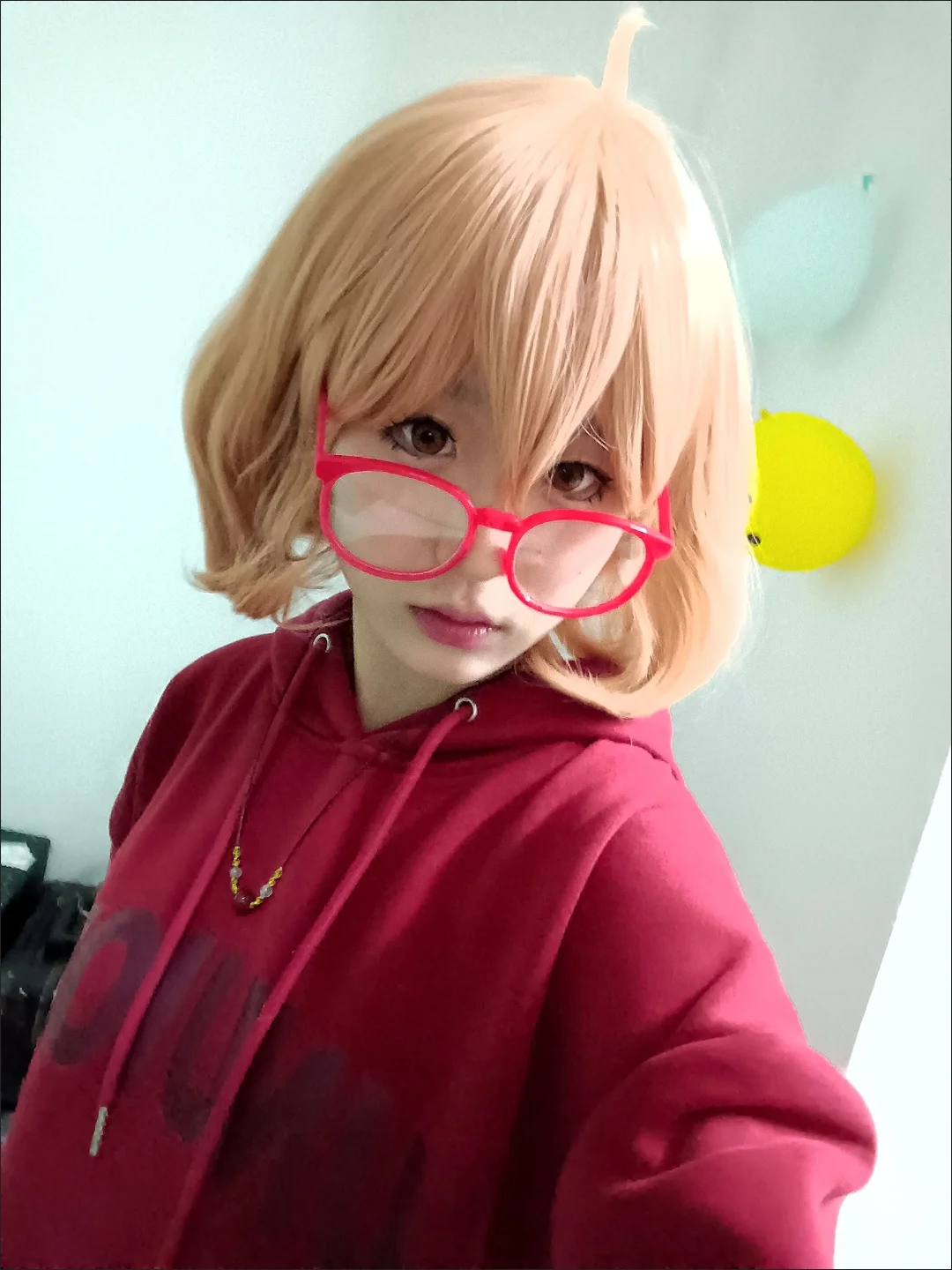 نظارات كورياما ميراي بلاستيكية تنكرية ، إطار أحمر كبير #4