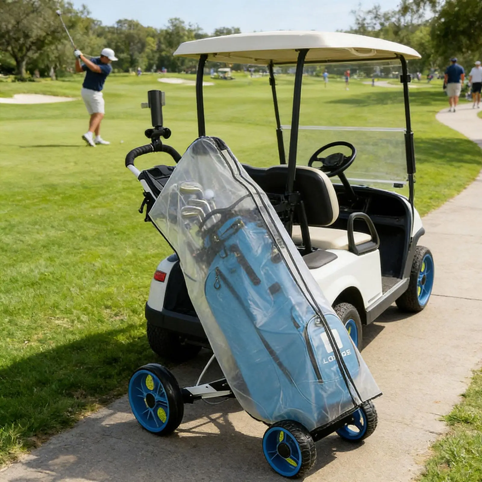 

Golf Bag Rain Cover PVC Transparent Waterproof Hood Golf Club Cart Accessory Rainproof Fit for Men Women Golfer