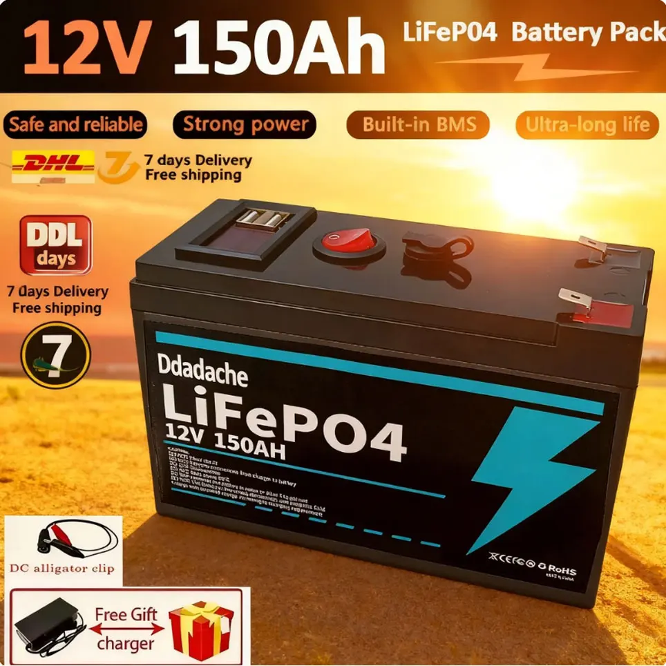 💥 Batterie au lithium LiFeP04 12V 150Ah 18650 pour applications solaires, UPS, équipement de pêche, marine, camping en extérieur et hors réseau avec port USB