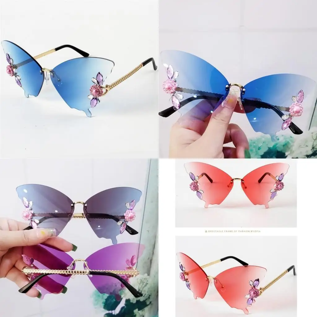

652F Spring Summer Butterfly Sunglasses Adult Unisex Carnivals Taking Photo Glasses Seaside Party Sunglasses Sunproof