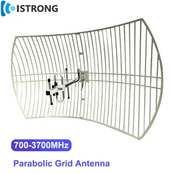 Zewnętrzna antena paraboliczna z siatką kierunkową 700-3700 MHz wzmacniacz bipolarizowany dalekiego zasięgu 18 dBi wzmacniacz sygnału o wysokim wzmocnieniu N-żeński