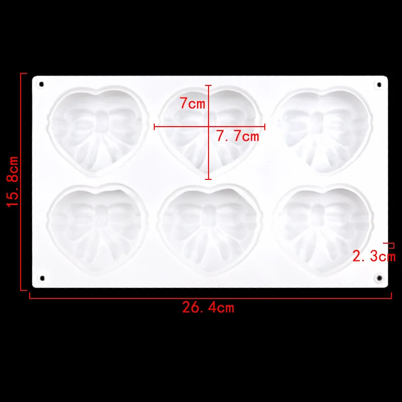 6 Bow Love Silicone Cake Mold, Aromatherapy Plaster Mould DIY Hand Tool XG1252