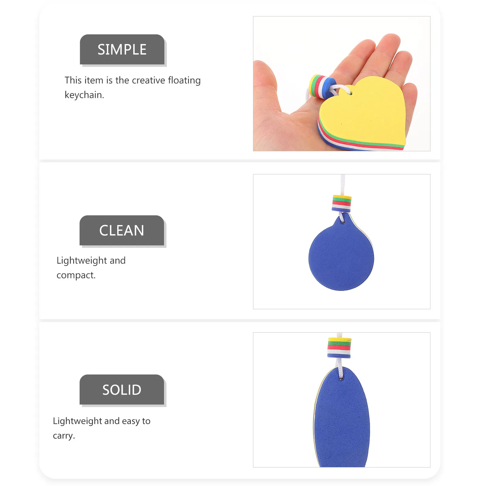 

3pcs Floating Keychains Eva Waterproof Oval Ring For Water Sports Boating Rafting Swimming Gift Decorative Pendant