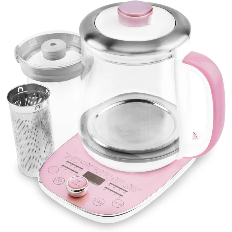 Professional AWK-701 16-in-1 Nutri-Water, Green, Fruit, Flower Tea, Coffee, Multi-Use Kettle, Delay Timer, 1.5L, Pink